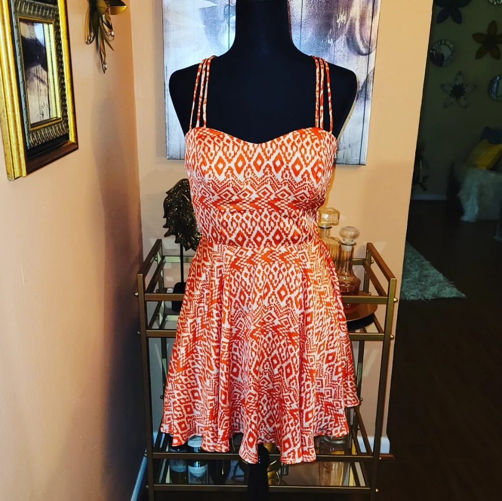RED AND CREAM  SUMMER DRESS